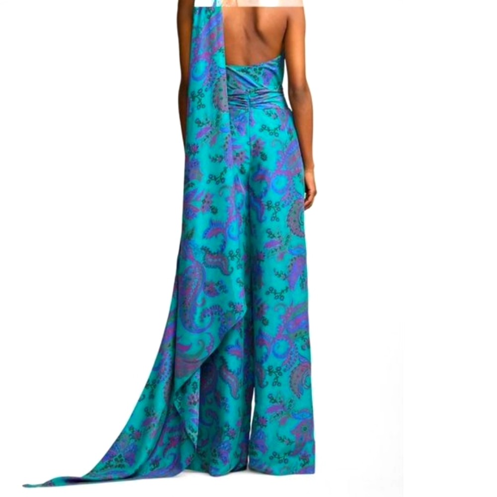 RARE Ralph Lauren Black Label 100% Silk Halter Multicolor Dress Sz 8 Small